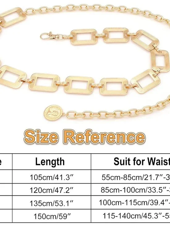 Women's Chain Belt Metal Waist Belt Chunky Belly Link Belt - Picture 5 of 7